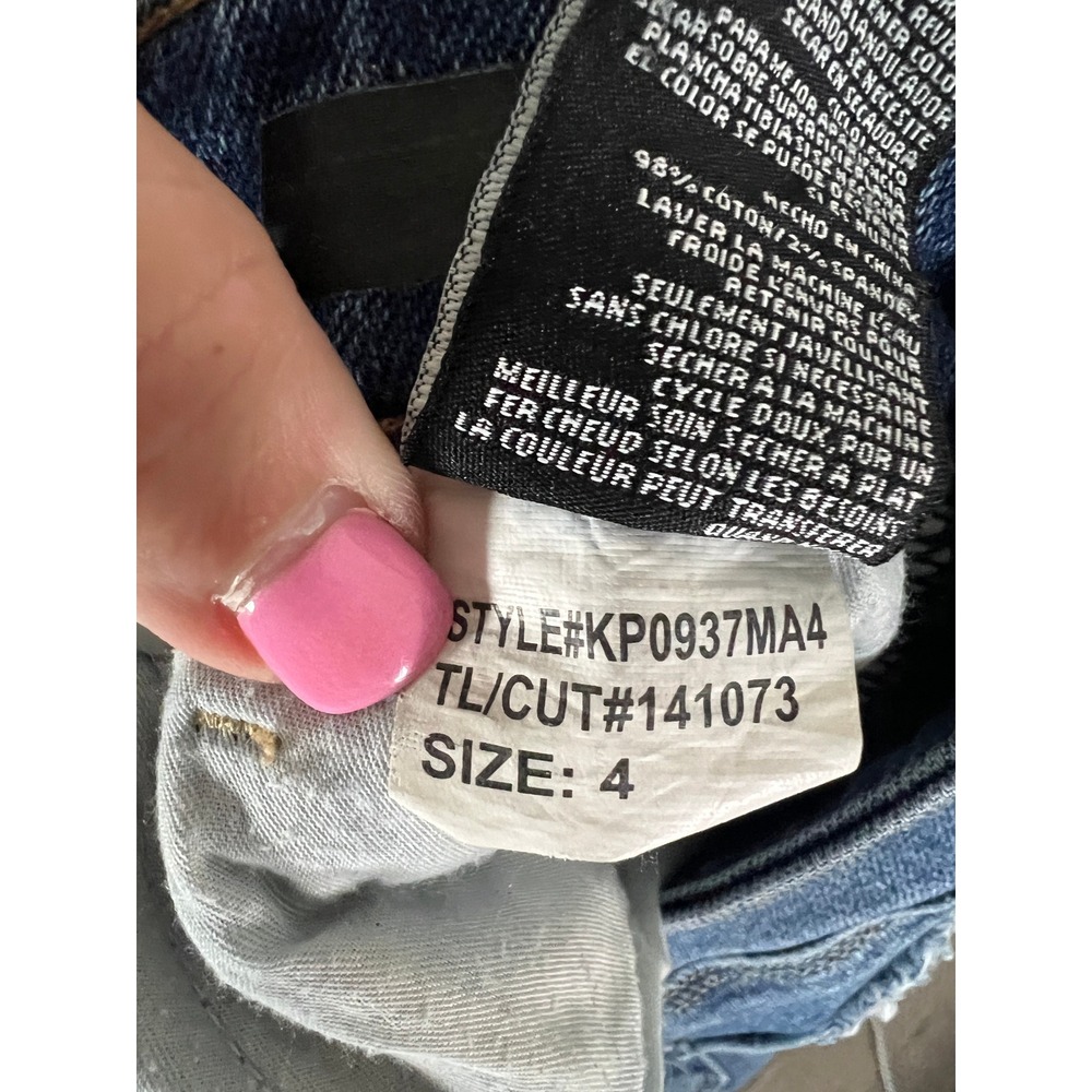 KUT from the Kloth Distressed Raw Hem Straight Leg Jeans Blue Size 4 KP0937MA4 - Picture 7 of 11